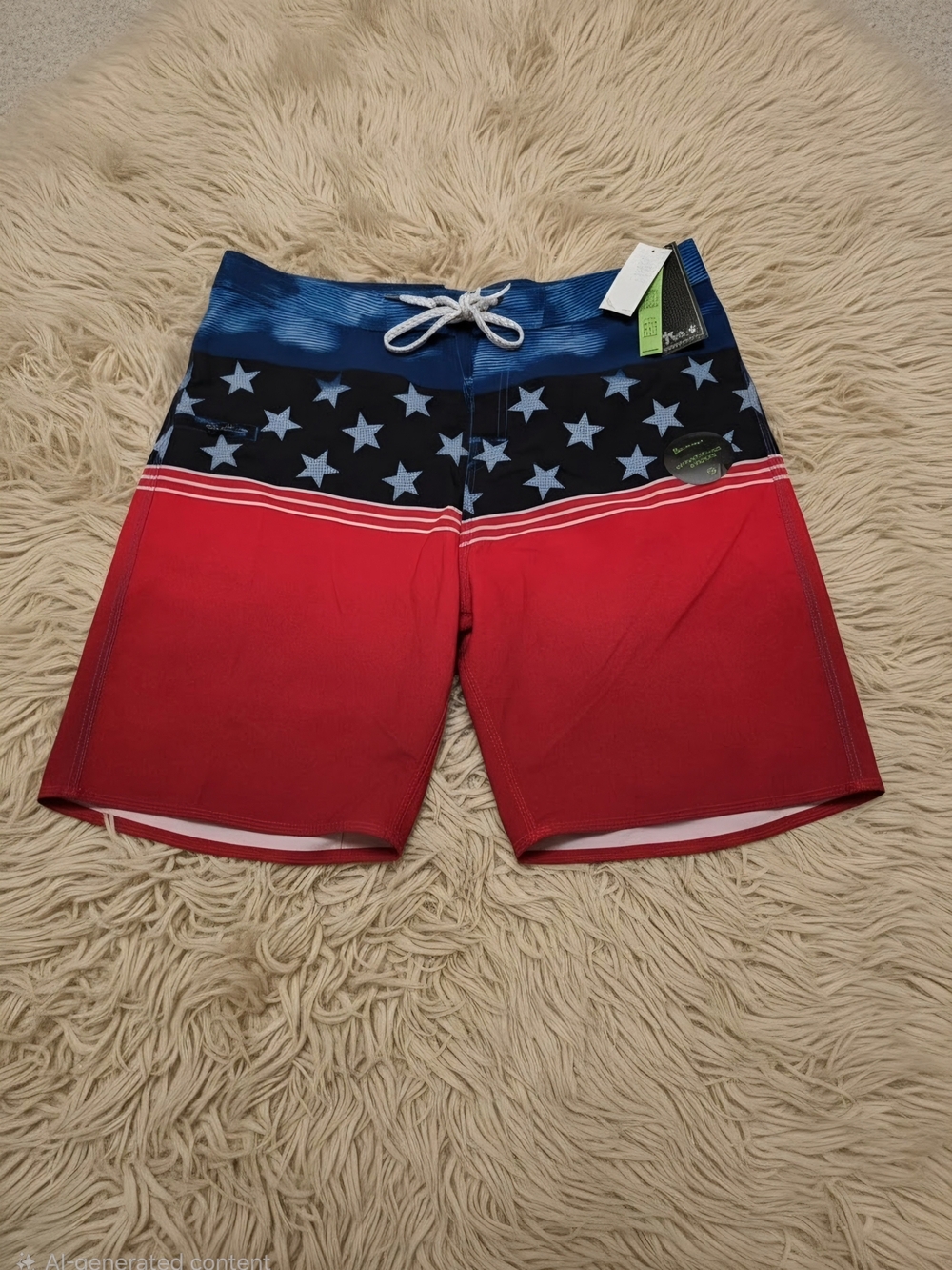 burnside Red and Blue Star-Accent Board Shorts